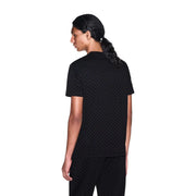 Armani Exchange T-shirt noir en coton pour homme, à manches courtes, avec un motif discret et répétitif.