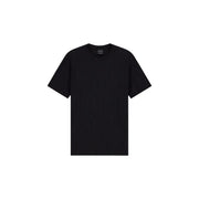 Armani Exchange T-shirt noir en coton pour homme, manches courtes, col rond, design minimaliste et étiquette de marque discrète au niveau du col.