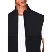 Armani Exchange Gilet sans manches zippé en coton noir pour homme, avec col montant et panneaux structurés