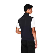Armani Exchange Gilet sans manches pour homme en coton bicolore noir et blanc, col montant et fermeture éclair sur le devant