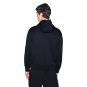Armani Exchange Sweat à capuche noir pour homme, en maille de polyester texturée, avec poignets et capuche côtelés.