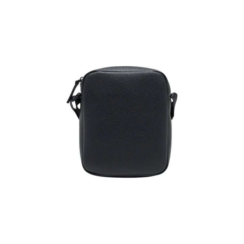 Armani Exchange Sac bandoulière homme en cuir noir texturé avec fermeture éclair et bandoulière réglable L16cm