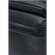 Armani Exchange Sac bandoulière homme en cuir texturé noir avec logo en relief et poches zippées, largeur 16 cm