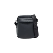 Armani Exchange Sac bandoulière homme en cuir noir texturé avec poches zippées et bandoulière logo assortie, largeur 16 cm