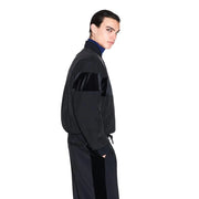 Armani exchange Blazer noir en polyester pour homme, style blouson aviateur noir avec détails en patchwork de velours