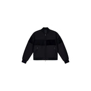 Armani Exchange Blouson aviateur noir pour homme en polyester avec empiècements noirs mats aux épaules et à la poitrine et fermeture éclair intégrale