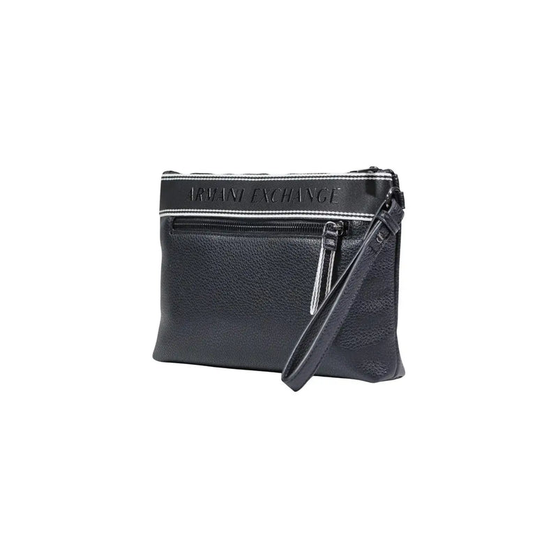 Armani Exchange Sac à main homme noir en polyester avec bracelet, cuir texturé et bande blanche. top