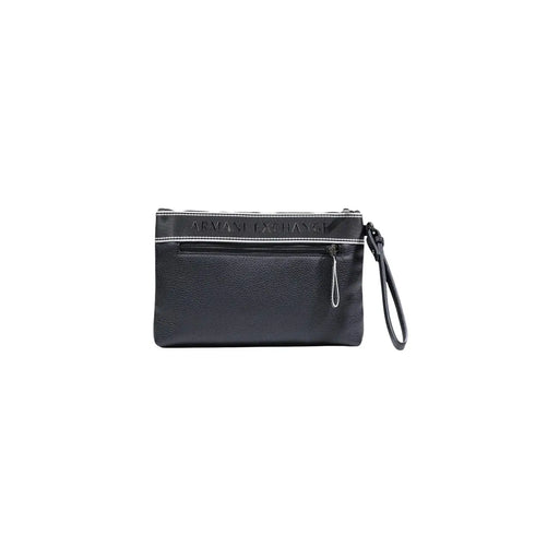 Armani Exchange Sac à main pour homme en polyester noir avec dragonne en cuir noir, fermeture éclair argentée et finitions logotées.