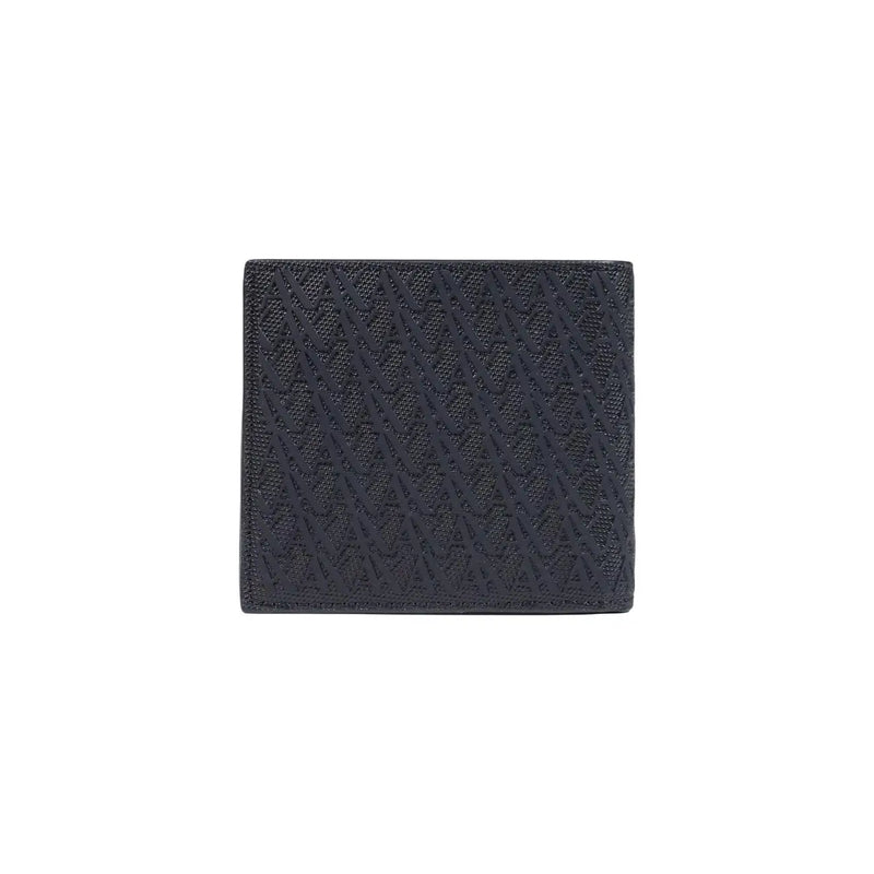 Black Fendi wallet made of polyester with textured repeating interlocking F logos in Armani Exchange 11 x 9 cm design