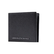 Black textured leather armani exchange men wallet 12x9 cm showcasing premium material and sleek design