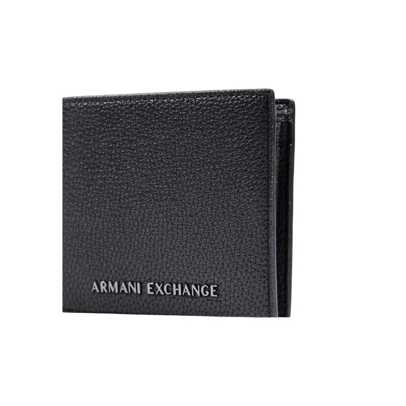 Black textured leather armani exchange men wallet 12x9 cm showcasing premium material and sleek design