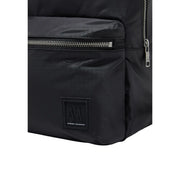 Armani Exchange Sac à dos noir pour homme, extérieur en nylon texturé et fermetures éclair argentées, dimensions : 31 x 45 x 19 cm