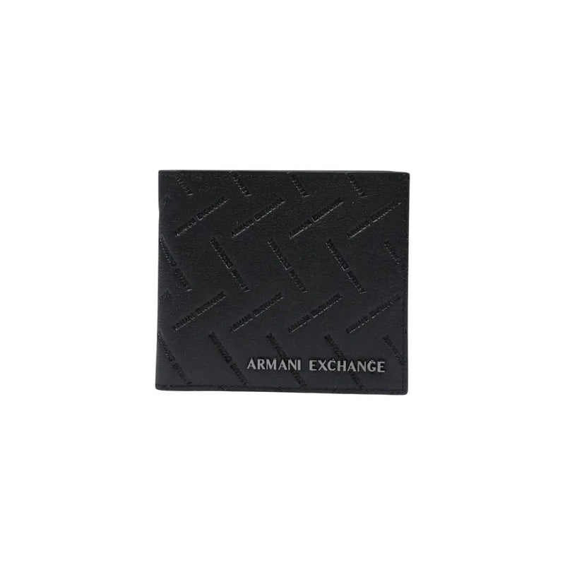 Armani Exchange men black wallet with textured diamond pattern and embossed logo measuring 11x10x1.5 cm