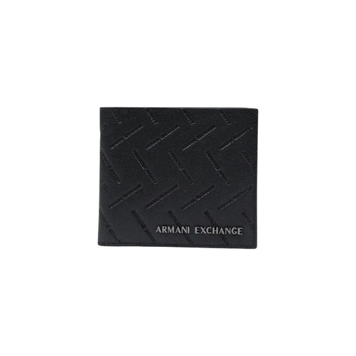 Armani Exchange Portefeuille noir pour homme avec motif losange texturé et logo en relief, dimensions : 11 x 10 x 1,5 cm