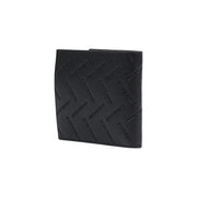Armani Exchange men black leather wallet with embossed diagonal emporio armani logo pattern 11x10x1.5 cm