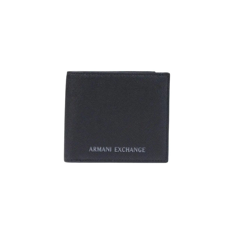 Armani Exchange men black wallet with textured polyester surface and subtle embossed branding 11 by 9 cm