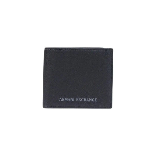 Armani Exchange Portefeuille noir pour homme, surface en polyester texturé et logo discret en relief, 11 x 9 cm