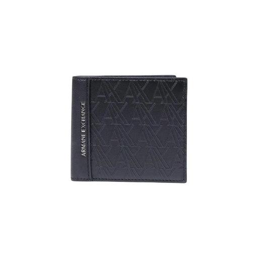 Armani Exchange Portefeuille homme en polyester noir avec logo en relief, dimensions L11 x H9 cm (vue de dos).