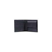 Armani Exchange men black leather bifold wallet with embossed a.k. logo polyester W11 H9 cm front view