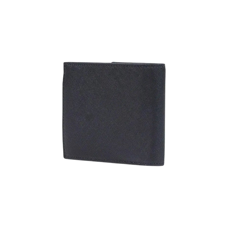 Armani Exchange men black wallet with subtle grainy polyester surface and precise stitching edges 11 by 9 cm