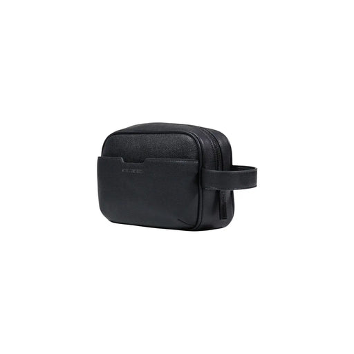 Armani Exchange Trousse de toilette homme en cuir noir texturé avec poignée, polyester, 23 x 15 x 8 cm