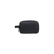 Armani Exchange Trousse de toilette homme en cuir texturé noir, avec poignée courte et fermeture éclair, 23 x 15 x 8 cm
