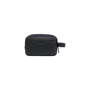 Armani Exchange Trousse de toilette homme en cuir texturé noir avec logo en relief et poignée courte, en polyester, 23 x 15 x 8 cm