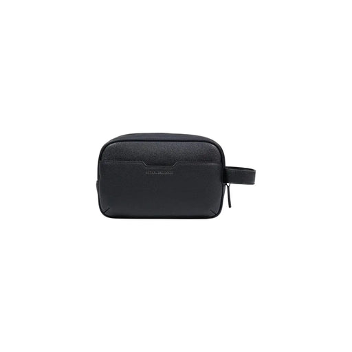 Armani Exchange Trousse de toilette homme en cuir texturé noir avec logo en relief et poignée courte, en polyester, 23 x 15 x 8 cm