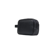 Armani Exchange Trousse de toilette homme en cuir texturé noir, avec poignée courte et fermeture éclair, 23 x 15 x 8 cm