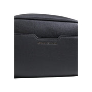 Armani Exchange Sac à main noir zippé pour homme en polyester, comprenant un portefeuille en cuir texturé noir avec logo en relief
