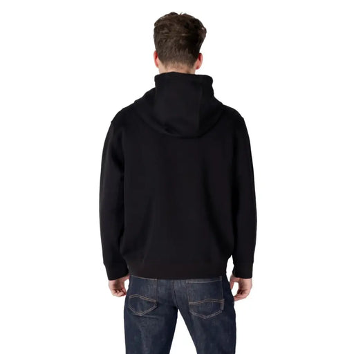 Armani Exchange Sweat-shirt à capuche zippé noir pour homme en coton, confectionné dans un tissu doux et lisse et arborant un design classique.