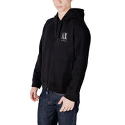 Armani Exchange men black cotton zip-up hoodie with white logo on the chest for casual wear