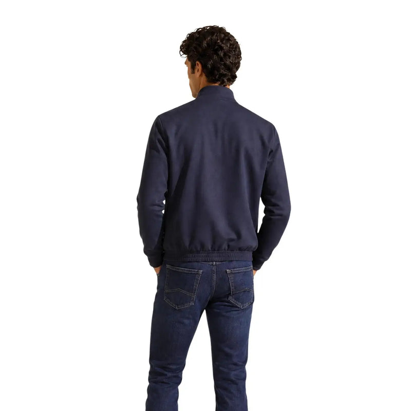 Armani Exchange Blouson aviateur bleu marine pour homme en mélange de coton, avec poignets et taille côtelés, idéal pour une tenue décontractée.