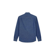 Armani Exchange Chemise classique longue en coton bleu pour homme, avec un tissage légèrement texturé et des coutures soignées.