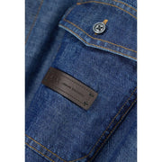 Armani Exchange Chemise homme en coton bleu avec bouton argenté et jax en cuir marron armani exchange correctif