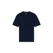 Armani Exchange T-shirt homme bleu marine en coton, manches courtes, style minimaliste, logo brodé sur la poitrine gauche