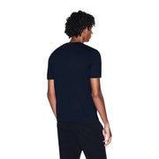 Armani Exchange T-shirt homme en coton bleu marine à manches courtes et col rond