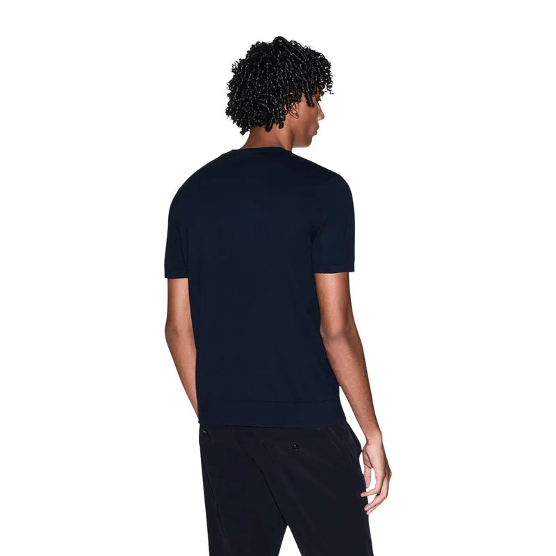 Armani Exchange T-shirt homme en coton bleu marine à manches courtes et col rond