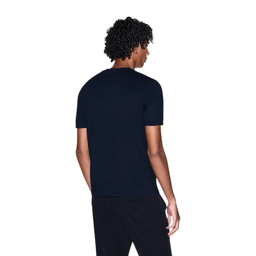 Armani Exchange T-shirt homme en coton bleu marine à manches courtes et col rond