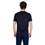 bleu marine Armani Exchange T-shirt en coton pour homme, col rond et manches courtes, idéal pour une tenue décontractée.