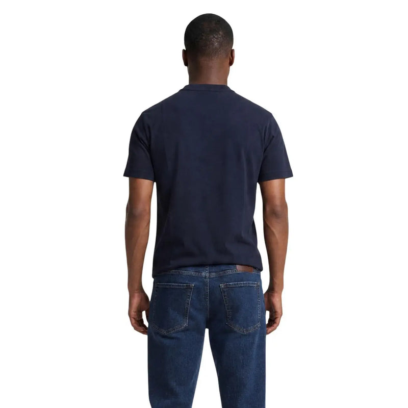Armani Exchange T-shirt bleu marine en coton pour homme, col rond classique et manches courtes.