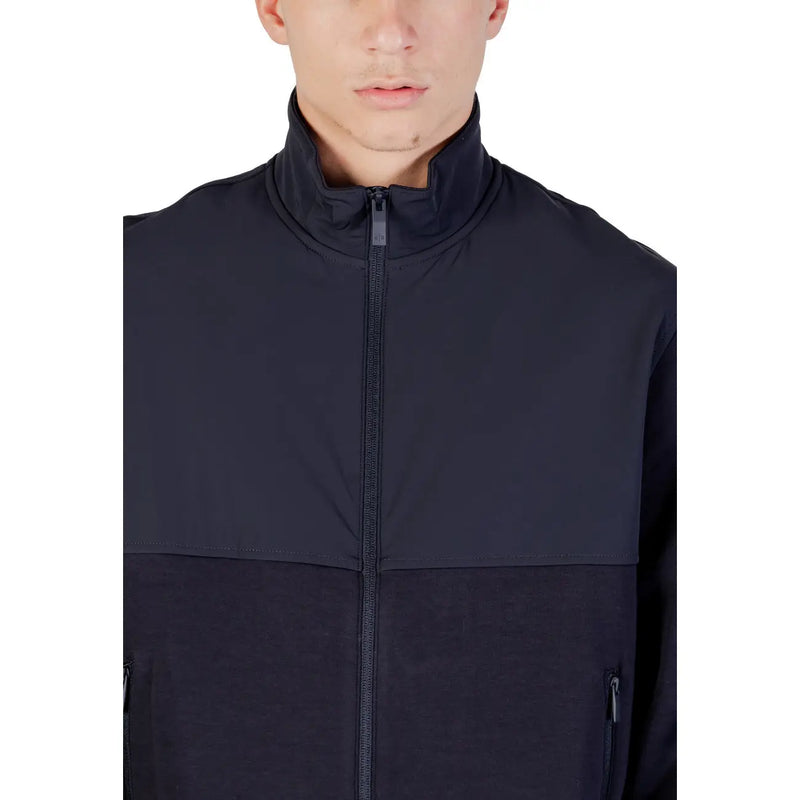 Armani Exchange men black zip-up jacket with high collar and two side pockets for casual wear