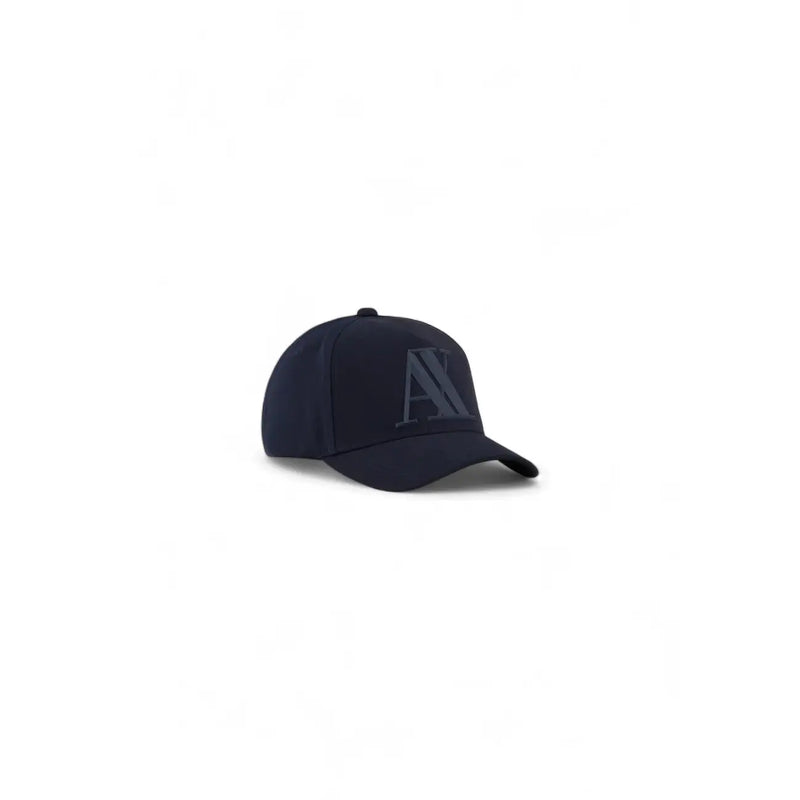 Armani Exchange Casquette homme en polyester imprimé bleu marine foncé avec logo brodé ton sur ton discret sur le devant