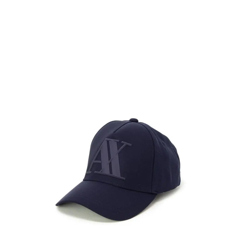 bleu marine Armani Exchange Casquette de baseball homme en polyester avec logo hache gris discret brodé (vue de face)