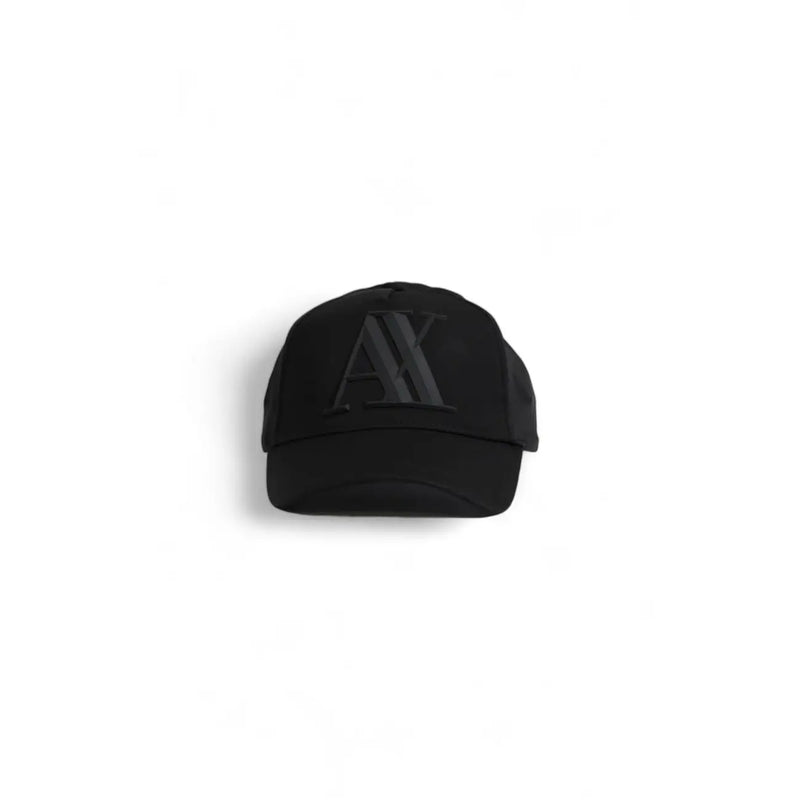 Noir Armani Exchange Casquette homme bleue imprimée en polyester avec logo hache brodé ton sur ton sur le devant
