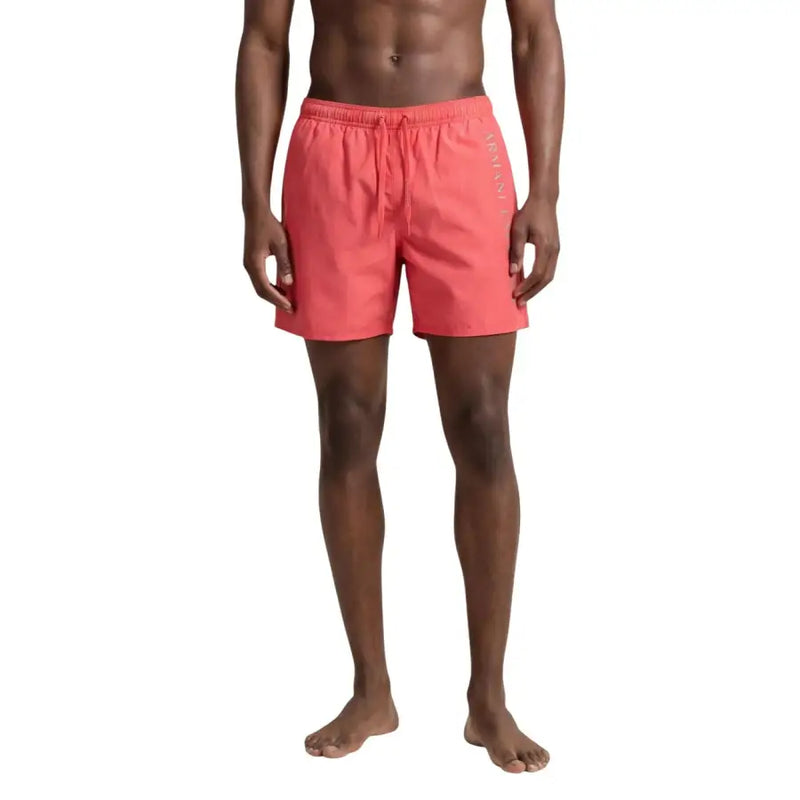 Armani exchange Short de bain homme bleu imprimé corail en polyester, avec ceinture à cordon et logo vertical sur le côté