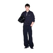 Sac à main en cuir noir texturé, finition brillante et détails subtilement embossés, assorti à armani exchange Sweat-shirt bleu pour homme en mélange modal