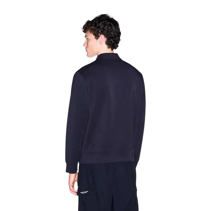 Veste de survêtement en coton bleu marine avec poignets et ourlet côtelés de Armani Exchange Collection de sweats bleus pour hommes en mélange modal
