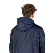 Armani Exchange men blue zip blazer in lightweight polyester with navy blue hooded smooth water-resistant fabric