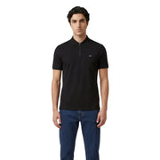 Armani Exchange Polo noir pour homme avec logo blanc sur la poitrine et col zippé en viscose